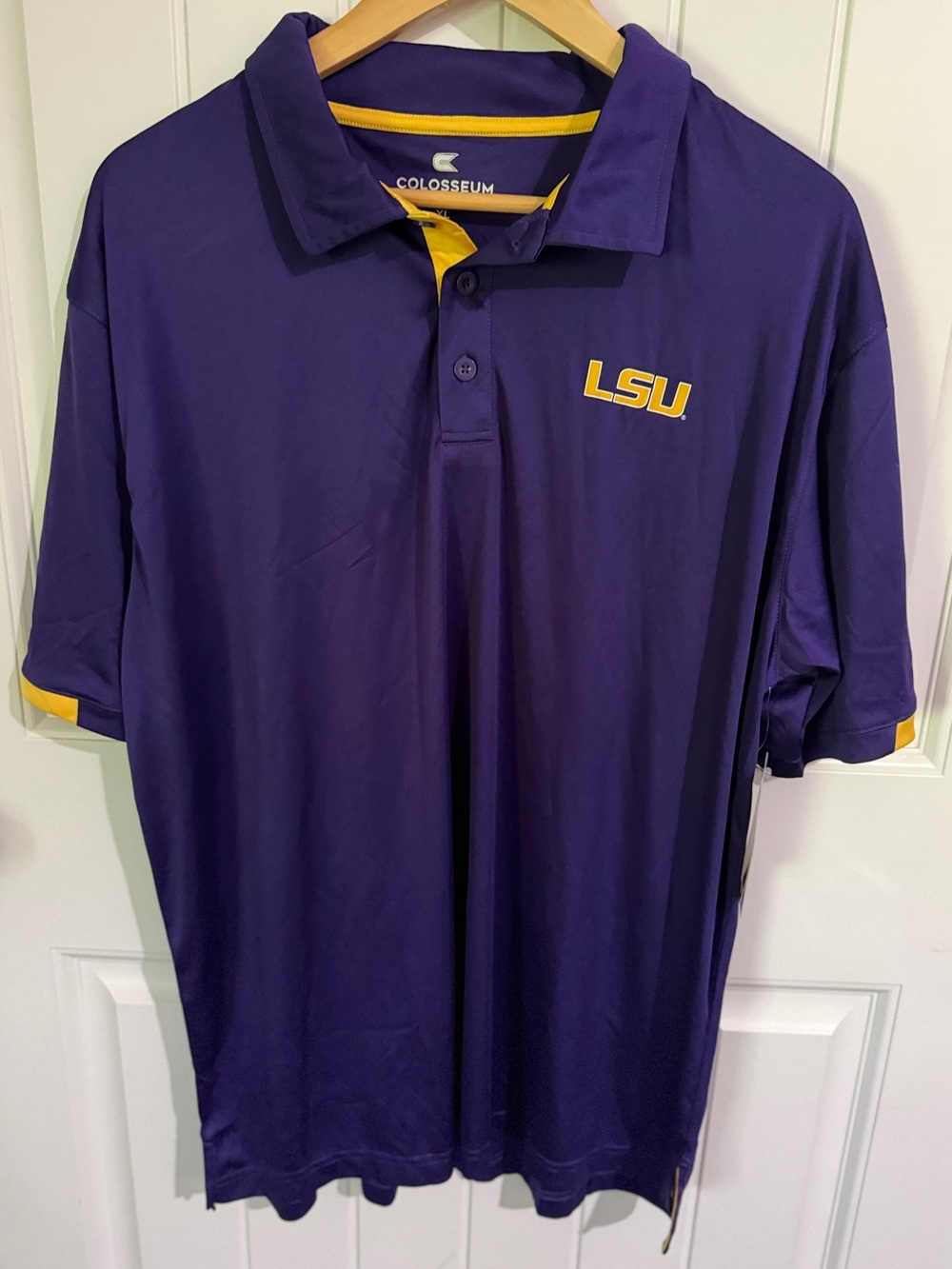 Colosseum LSU Purple Polo with Gold Accents